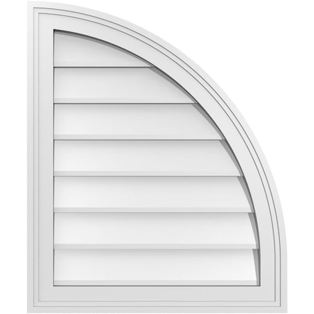 Ekena Millwork Quarter Round Top Right Surface Mount PVC Gable Vent w/ 2"W x 2"P Brickmould Sill Frame, 20"W x 24"H GVPQR20X2403SN